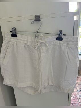 2 for $15 - White Drawstring Linen Blend Shorts